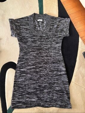 Calvin Klein Black and Gray Heathered Knit Top